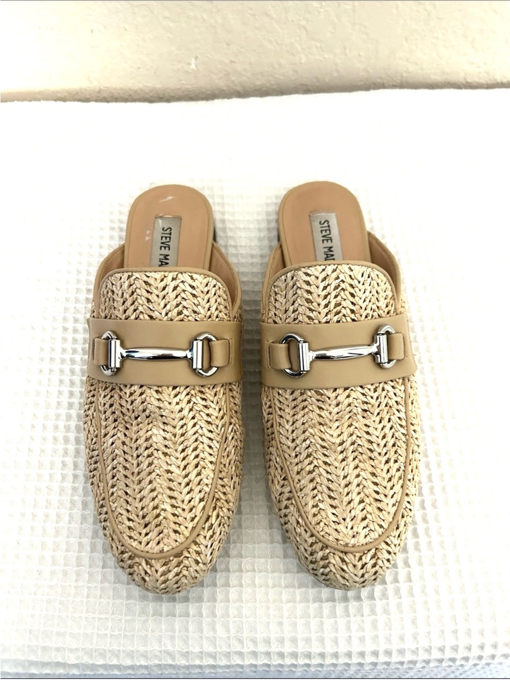 Steve Madden Women’s 6.5 Beige Woven Horsebit Mule Loafers